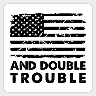 Retro American Flag Double Trouble Music Gift Magnet